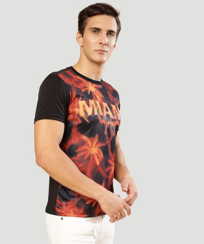 Men's Black Graphic Print Half Sleeves Regular Fit T-Shirt