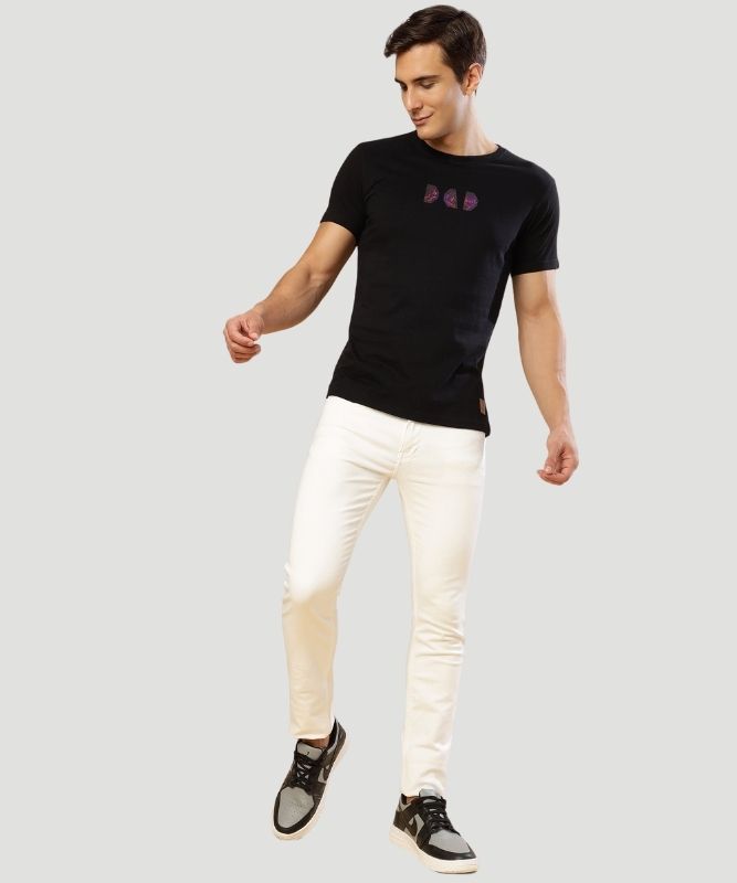 Men's Black Solid Half Sleeves Regular Fit T-Shirt